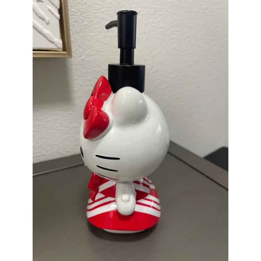 Hello Kitty Candy Cane Dress Ceramic Soap Lotion Pump Christmas Holiday NEW